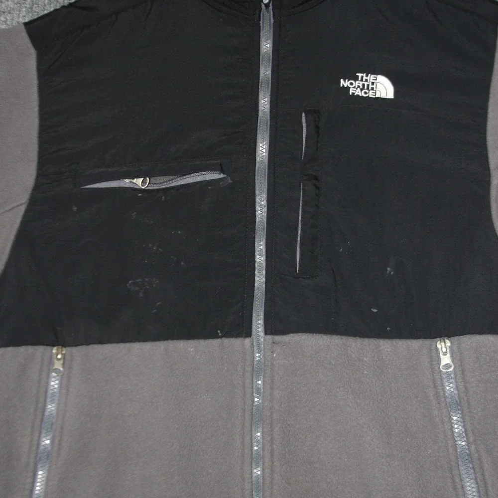 The North Face Denali Fleece Jacket Mens M Grey Black Polartec Full‎ Zip Coat